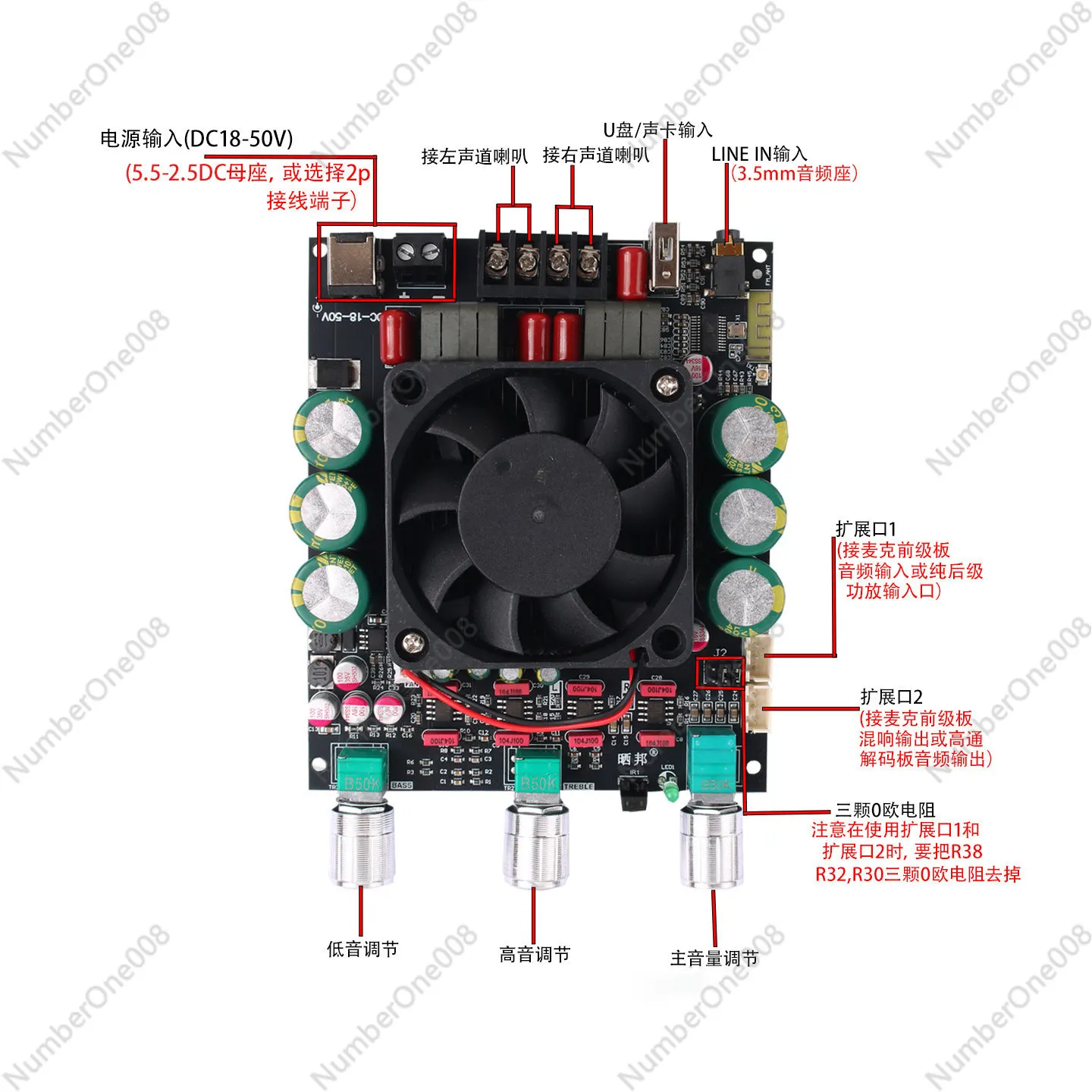 TPA3255 Bluetooth Amplifier Board High Power HiFi Audio Digital Receiver Module Dual Channel 300W Audio Amplifier