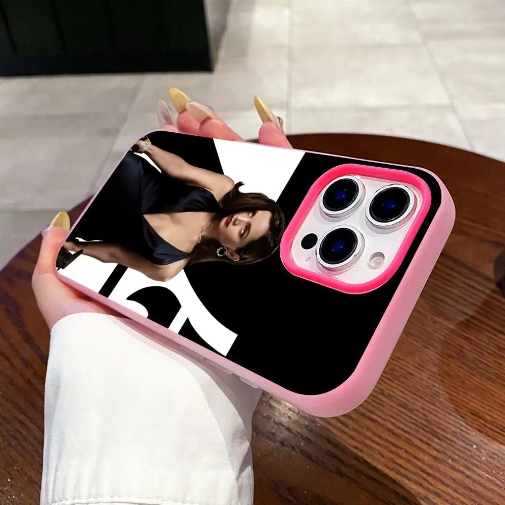 Funda Protectora para Teléfono Móvil Ana de Armas Jelly de Doble Capa Color Rojo Rosa para iPhone 17 16 15 14 13 12 11 Air Pro Max Plus