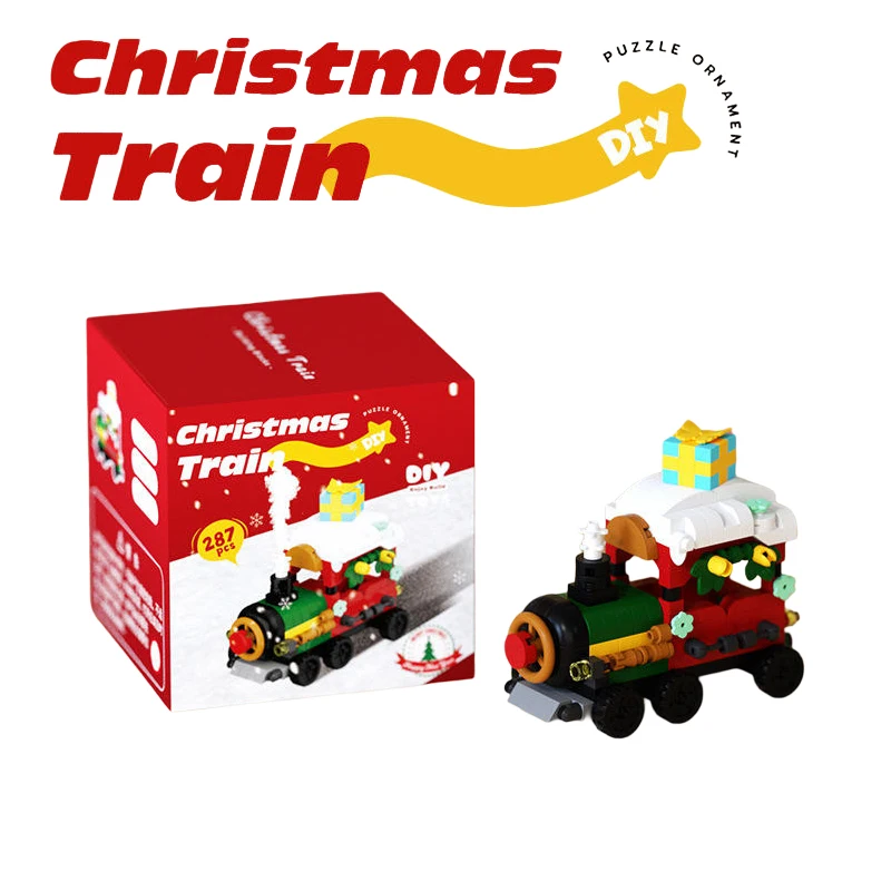 مجموعة مكعبات بناء صغيرة لعيد الميلاد يمكنك صنعها بنفسك شجرة القطار سانتا كلوز العمارة شجرة عيد الميلاد بيت الثلج مجموعة مكعبات البناء لعبة هدية