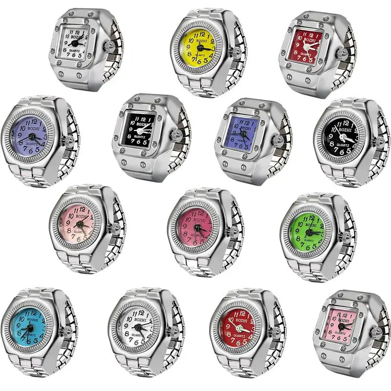 Finger Ring Watch Stainless Steel Ring Watch Creative and Classic Alloy Shell Finger Watch for Men and Women