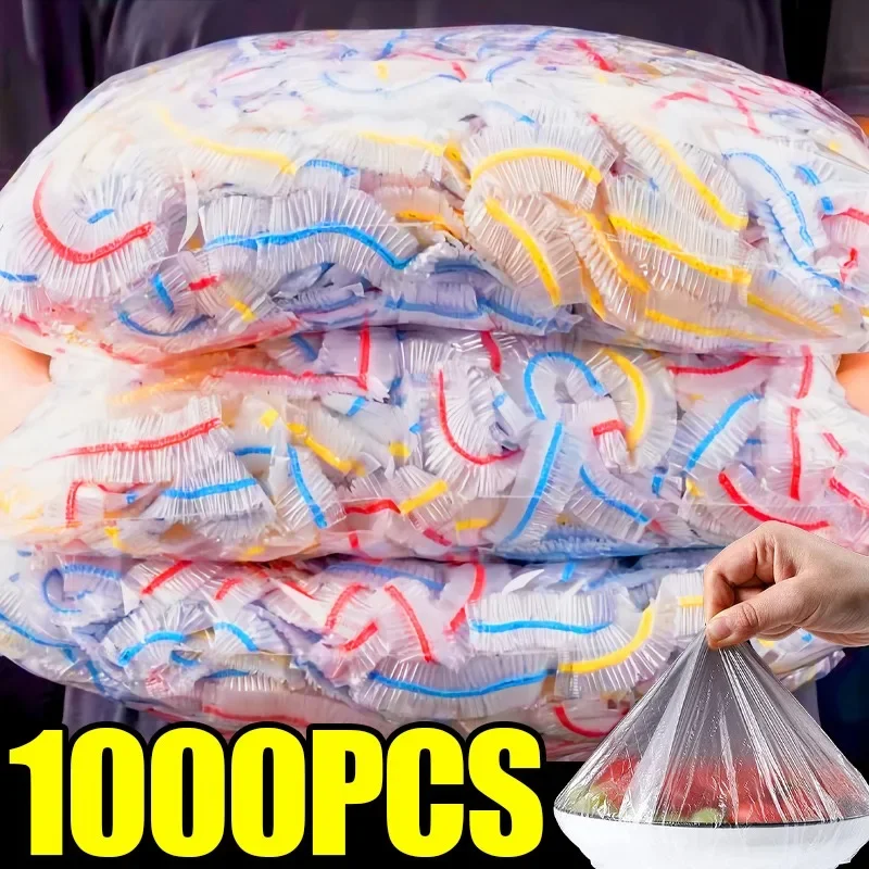 100/1000pcs Colorful Disposable Food Cover Plastic Elastic Wrap Bowel Cover Food Grade Fruit Fresh-keeping Packaging Storage Bag