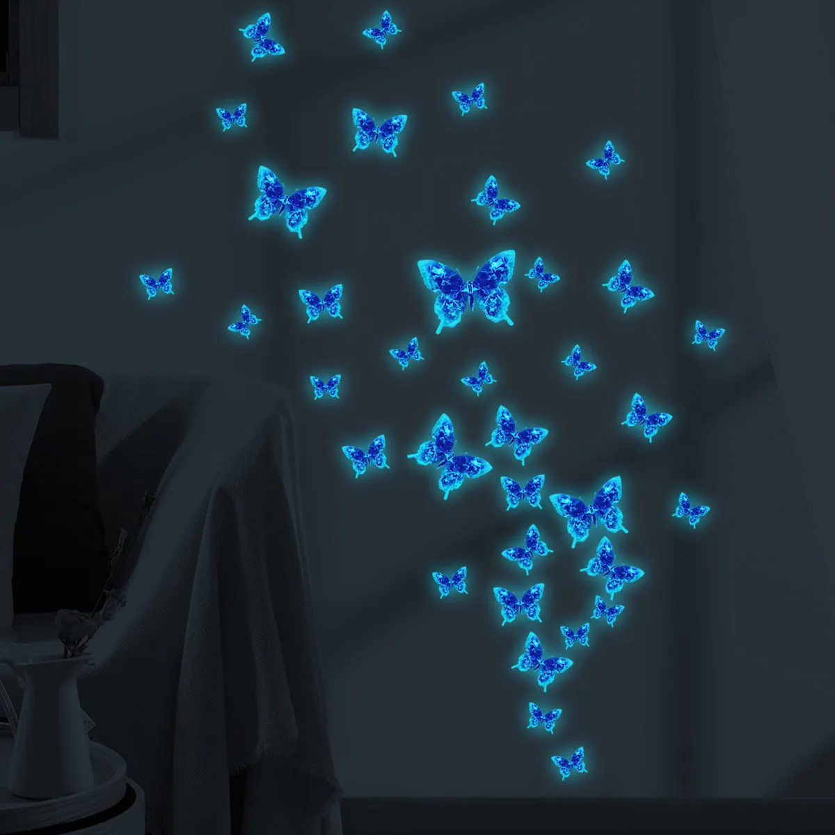 New Butterfly Luminous Sticker Living Room Bedroom Dormitory Background Wall Children's Room Decoration