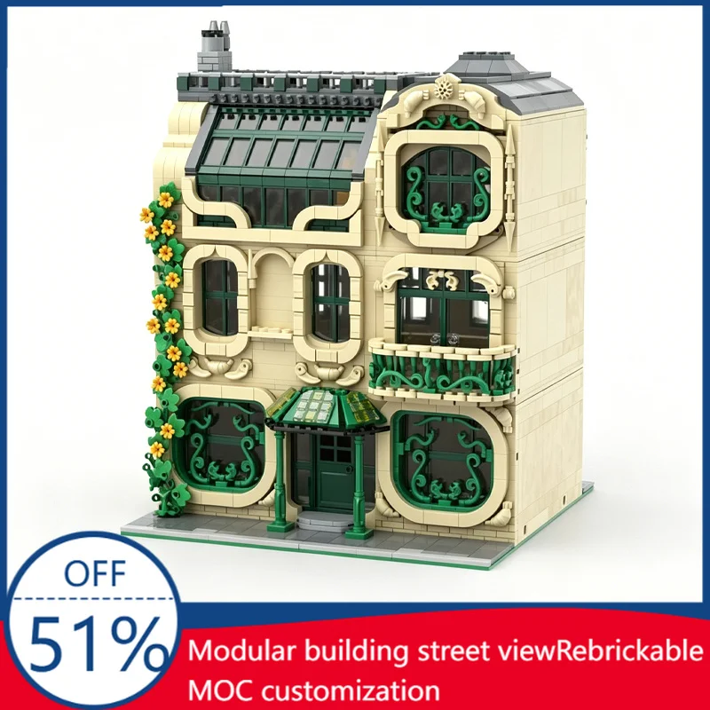 2436PCS City Modular Verdant Atelier Street View Building Model Custom Creative Blocks DIY Assembly Educational Toy Xmas Gifts