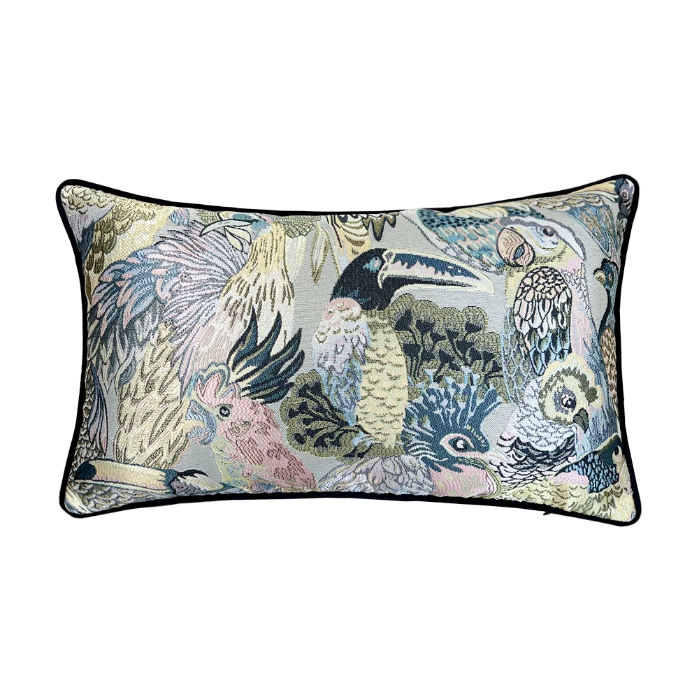 Fashion Woven Floor Waist Birds Toco Toucan Pillow Case Window Decorative Parrot Sofa Car Lumbar Cushion Cover 30x50cm, 1 Pc Set