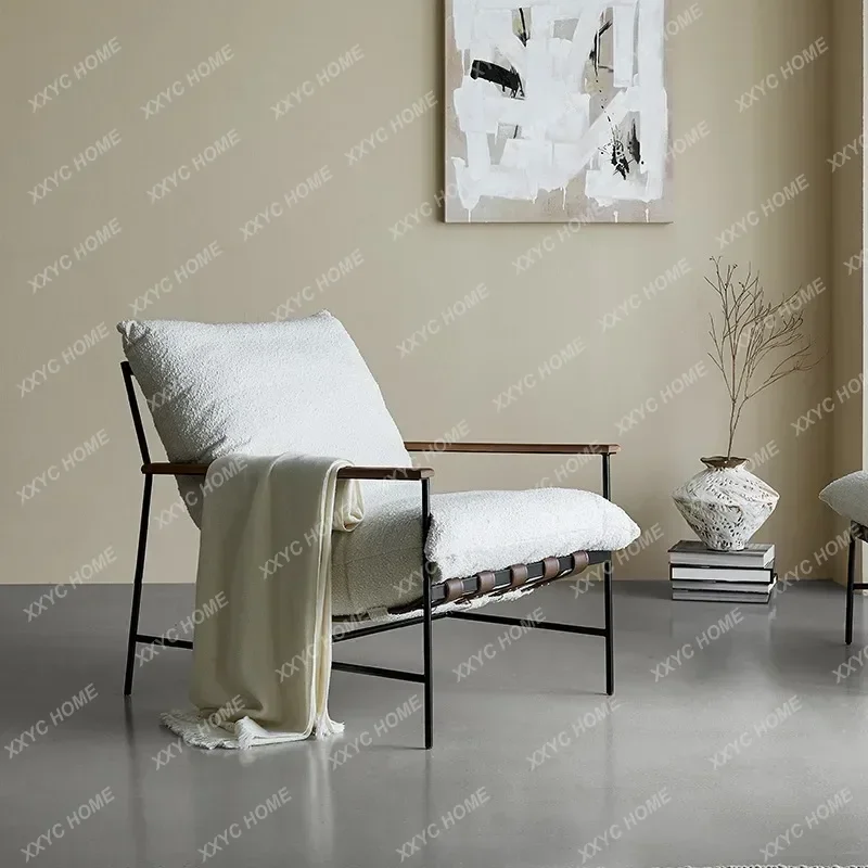 

Кресло для отдыха Y Nordic, кремовая ткань, для гостиной, балкона, кожаное кресло-седло, одноместный диван