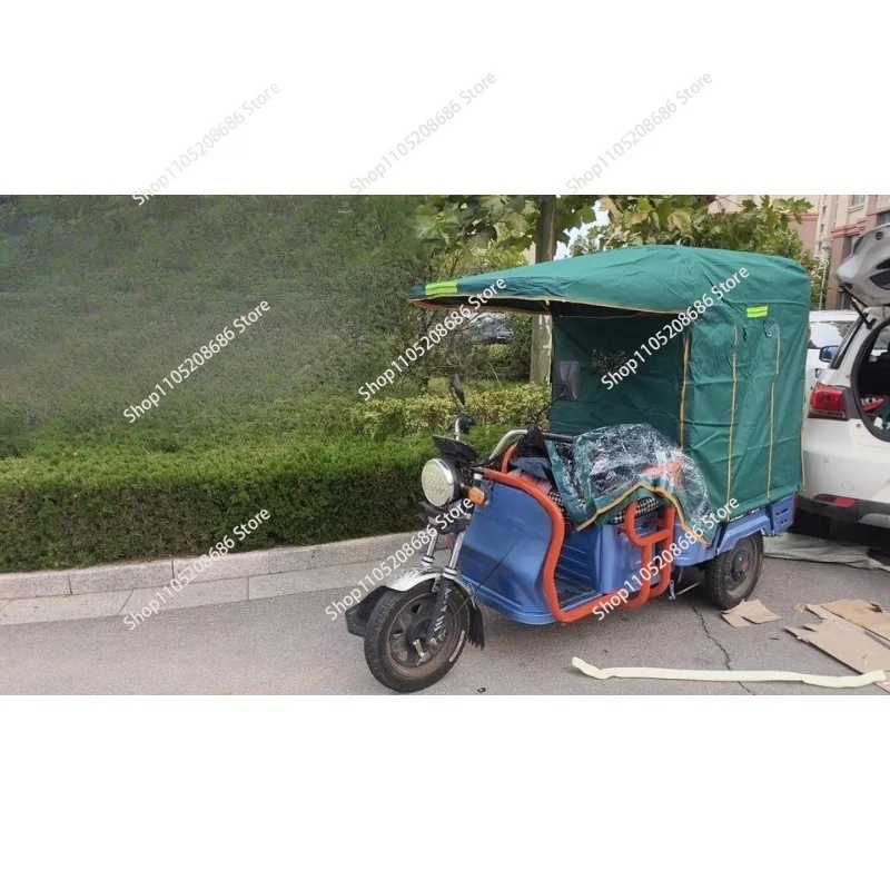 Flat bike, electric tricycle, carport, canopy, square tube, thickened tricycle, rain shelter, canopy, rain shelter