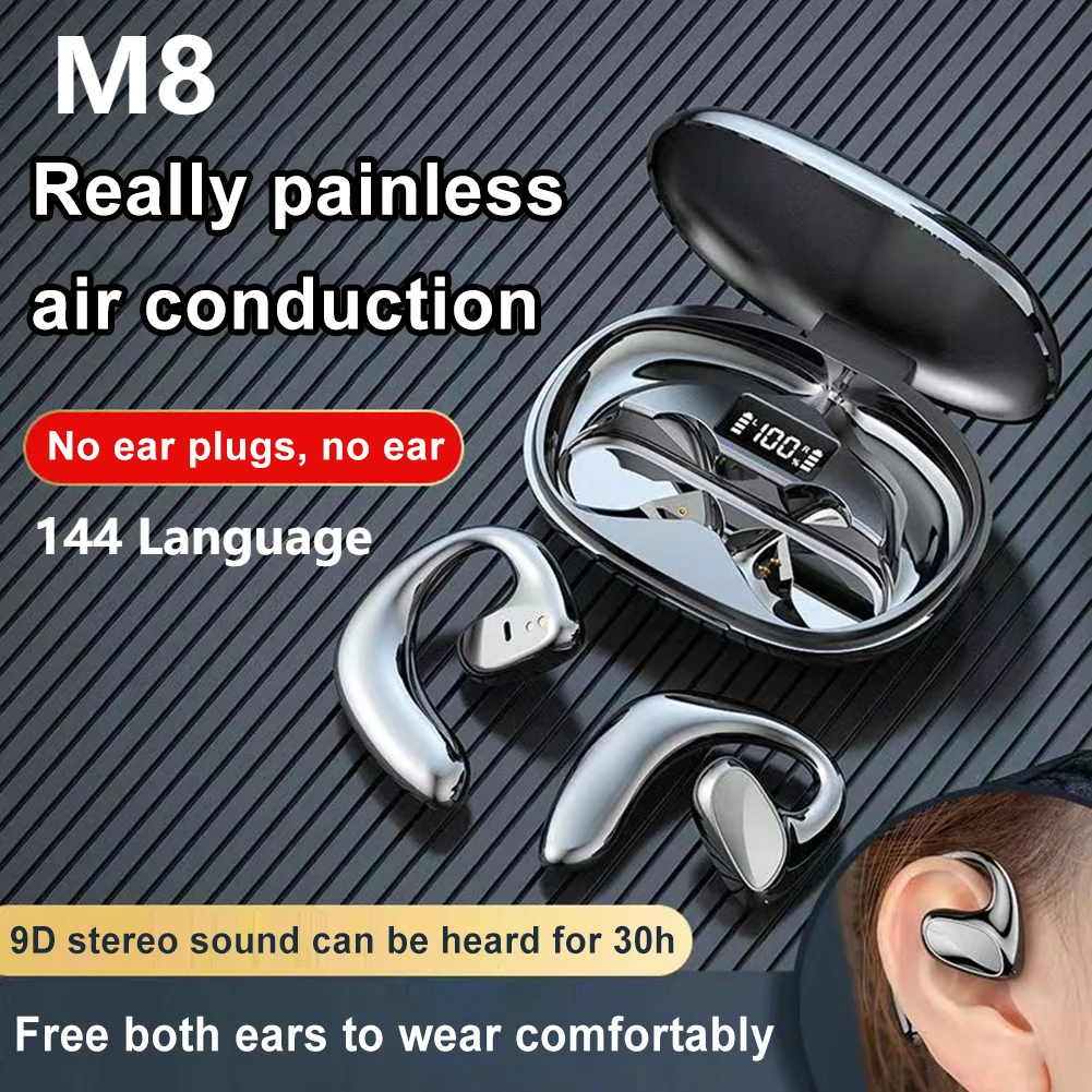 M8 Language Translator Earbuds Smart 144 Languages High Accuracy Wireless Bluetooth Two Way Translator Device 97% High Accuracy