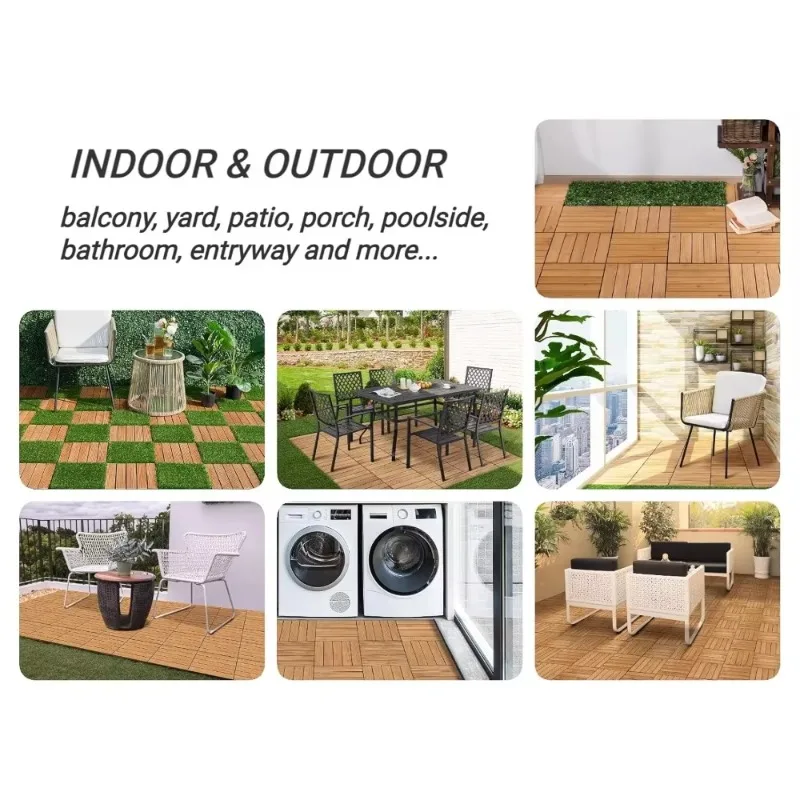 

27PCS Interlocking Patio Deck Tiles Outdoor Flooring ,Garden Poolside Fir Wood Indoor Natural WoodCarpet