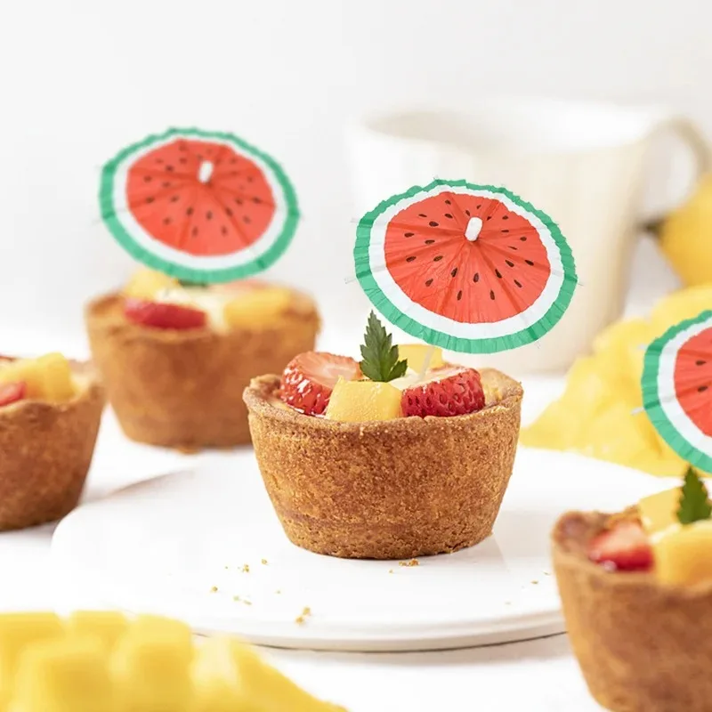 25/50Pcs  Mini Watermelon Cocktail Umbrellas,Tropical Drink Picks for Party Cake Toppers Bar Birthday Picnic Halloween Christmas