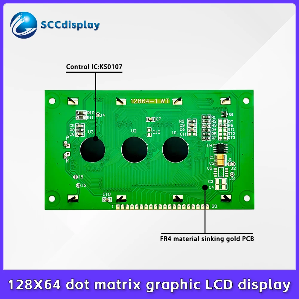 High-quality COB module JXD12864-1 WT Monochrome Industrial Instruments with backlight 128X64 graphic dot matrix LCD screen