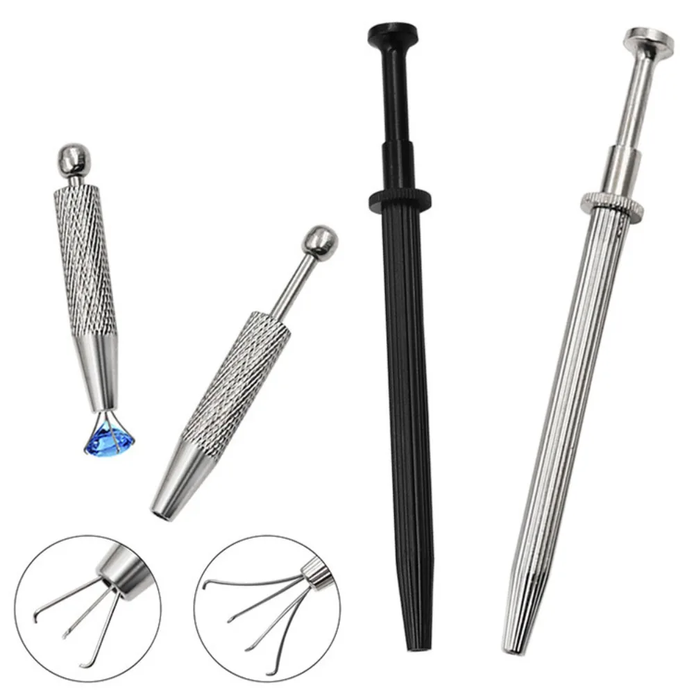 Professional Jewelry Holder Pick-up Tool Diamond Gems Prong Holder Tweezers Catcher Grabber with 4 Claws Jewelry Making Tool