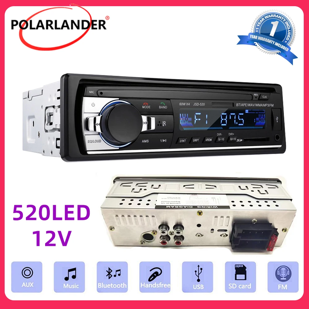 

Car Radio 1 Din Stereo Receiver Player Bluetooth Phone AUX-IN MP3 Electric 12V Audio Autoradio Cassette Auto Tapes Magnet 520