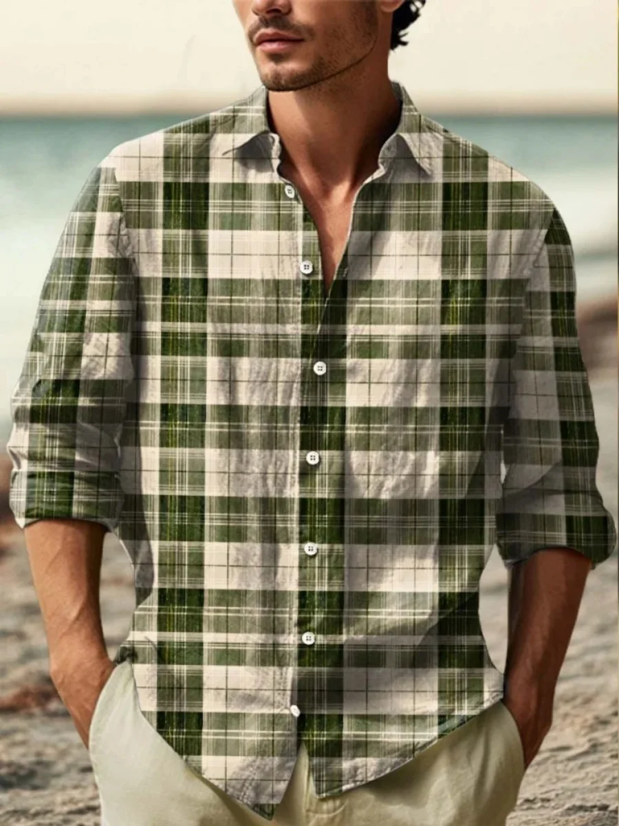 

Новая мужская рубашка в клетку высокого качества — стильная и повседневная, с удобной и дышащей тканью.