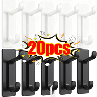 Heavy Duty Double Hook for Kitchen Bathrooms Storage Self Adhesive Hooks Wall Mounted Hanging Holders Racks Household Organizer