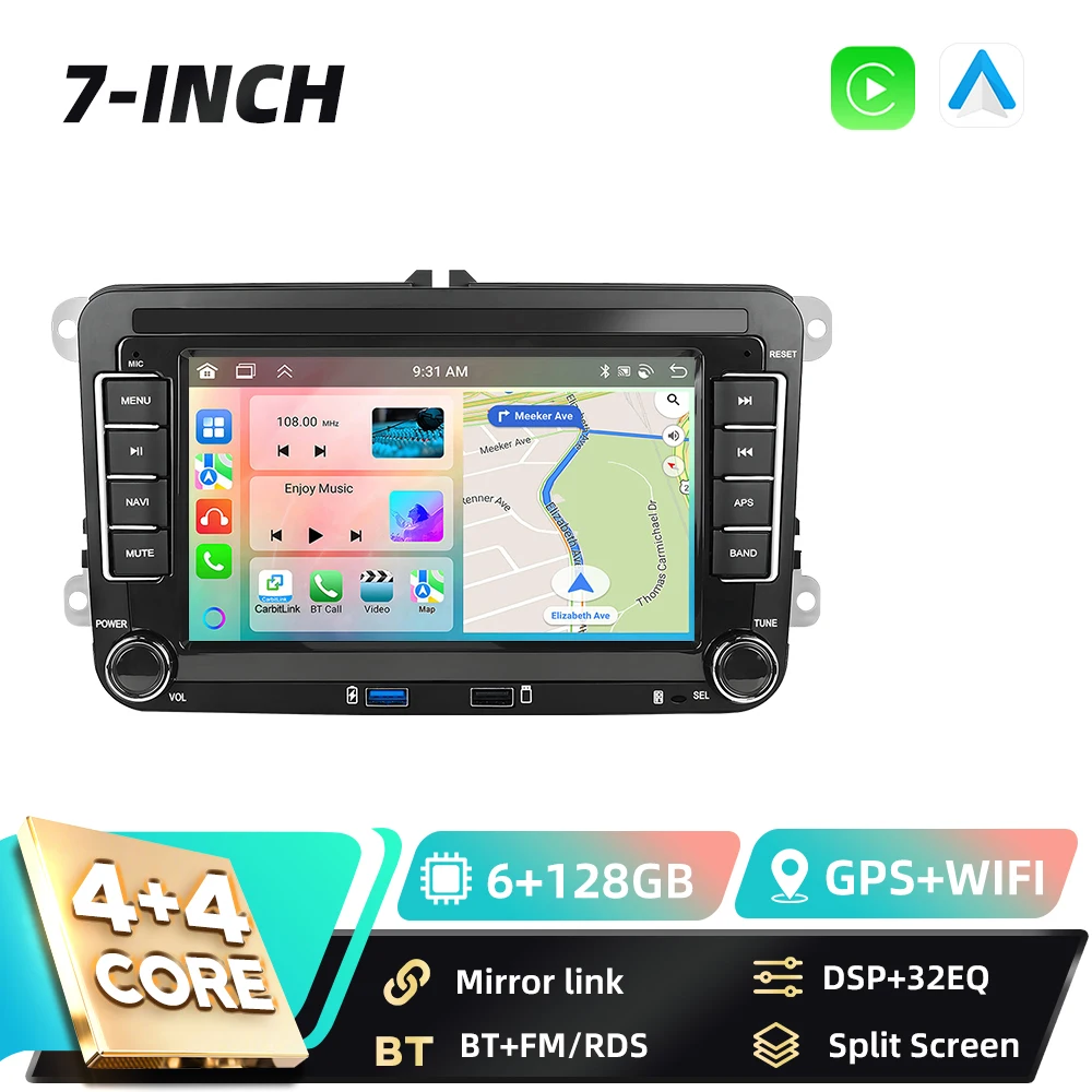 Podofo Carplay 2Din Android Auto Multimedia Speler voor VW SAGITAR JATTA JETTA MAGOTAN Android Auto GPS Mirror Link Auto Audio