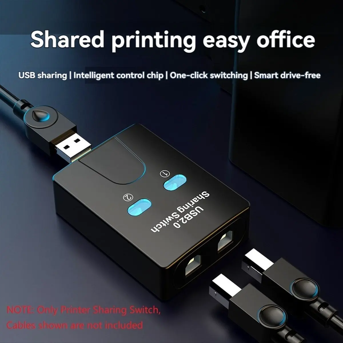 2 Ports USB2.0 Hub USB Switch Printer Sharer Two Computers Share A Usb Device 2 in 1 Out USB Splitter Share U Disk-A82Z