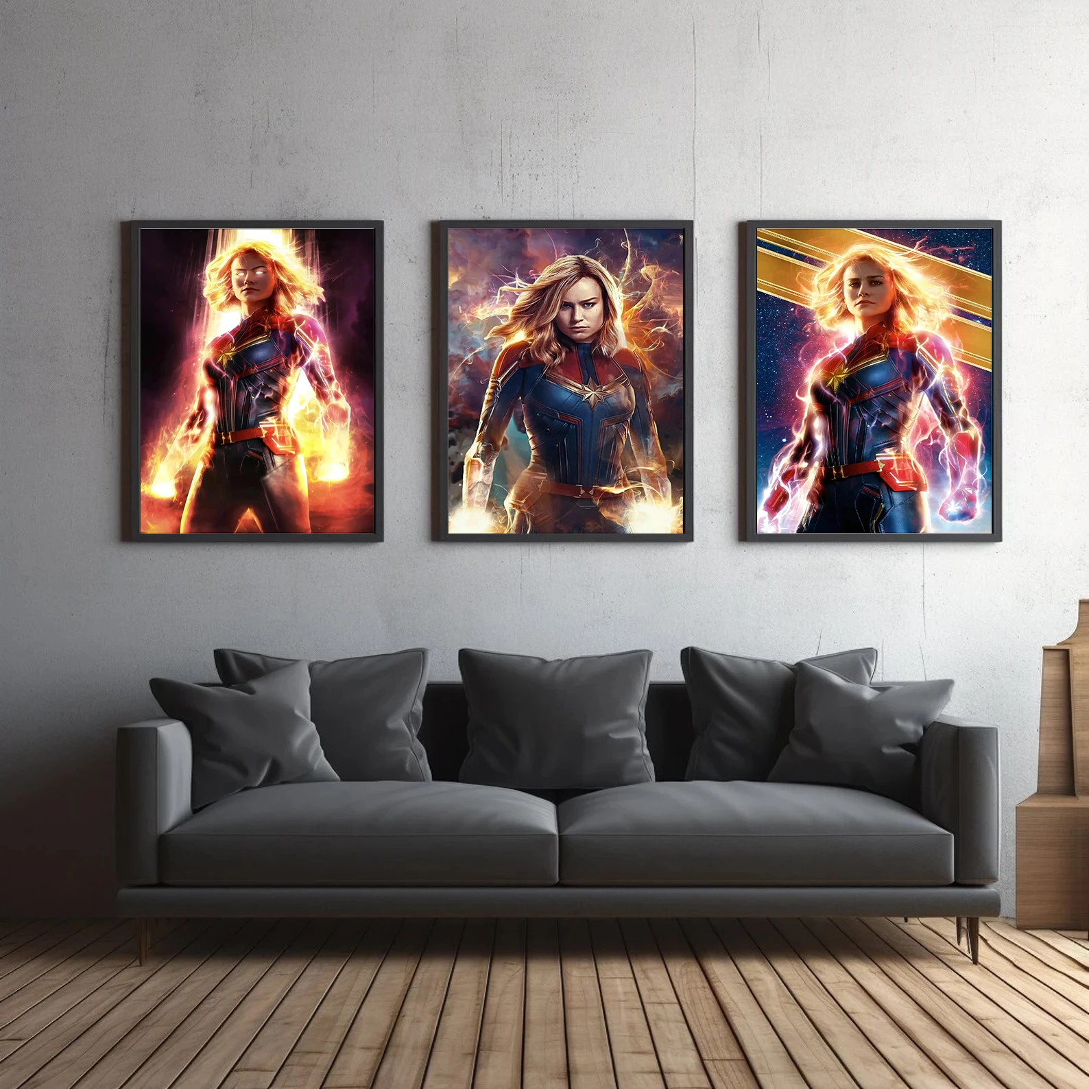 Captain Marvel Self-adhesive Poster Marvel Movie Wallpaper Figures Photos Portrait Decorative Posters For Home Decor Boy Gift