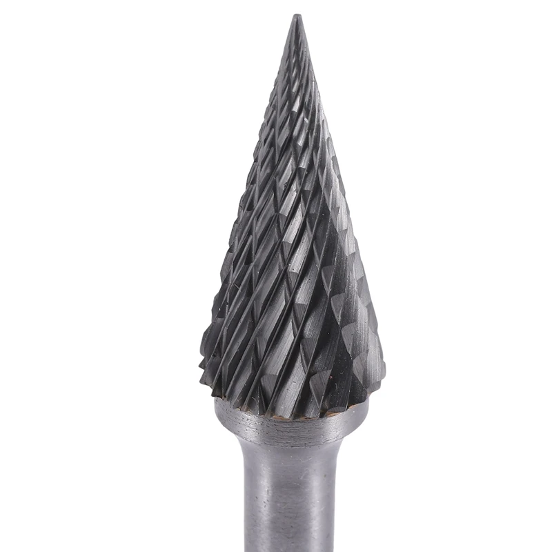 Tungsten Carbide Burr Pointed Cone Shape Double Cut Rotary Burrs File 70X12mm With 1/4 Inch Shank Dia