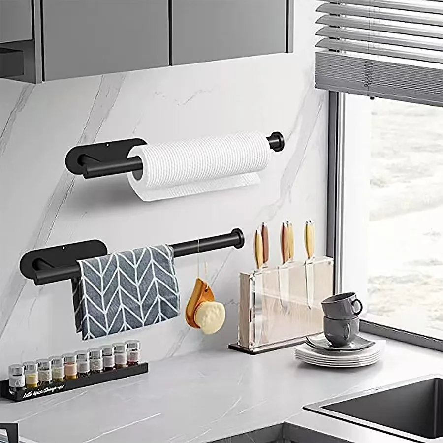 Kitchen Paper Towel Holder Adhesive Tissue Hanger Toilet Roll Paper Dispenser Cabinet Storage Napkin Rack Bathroom Accessories
