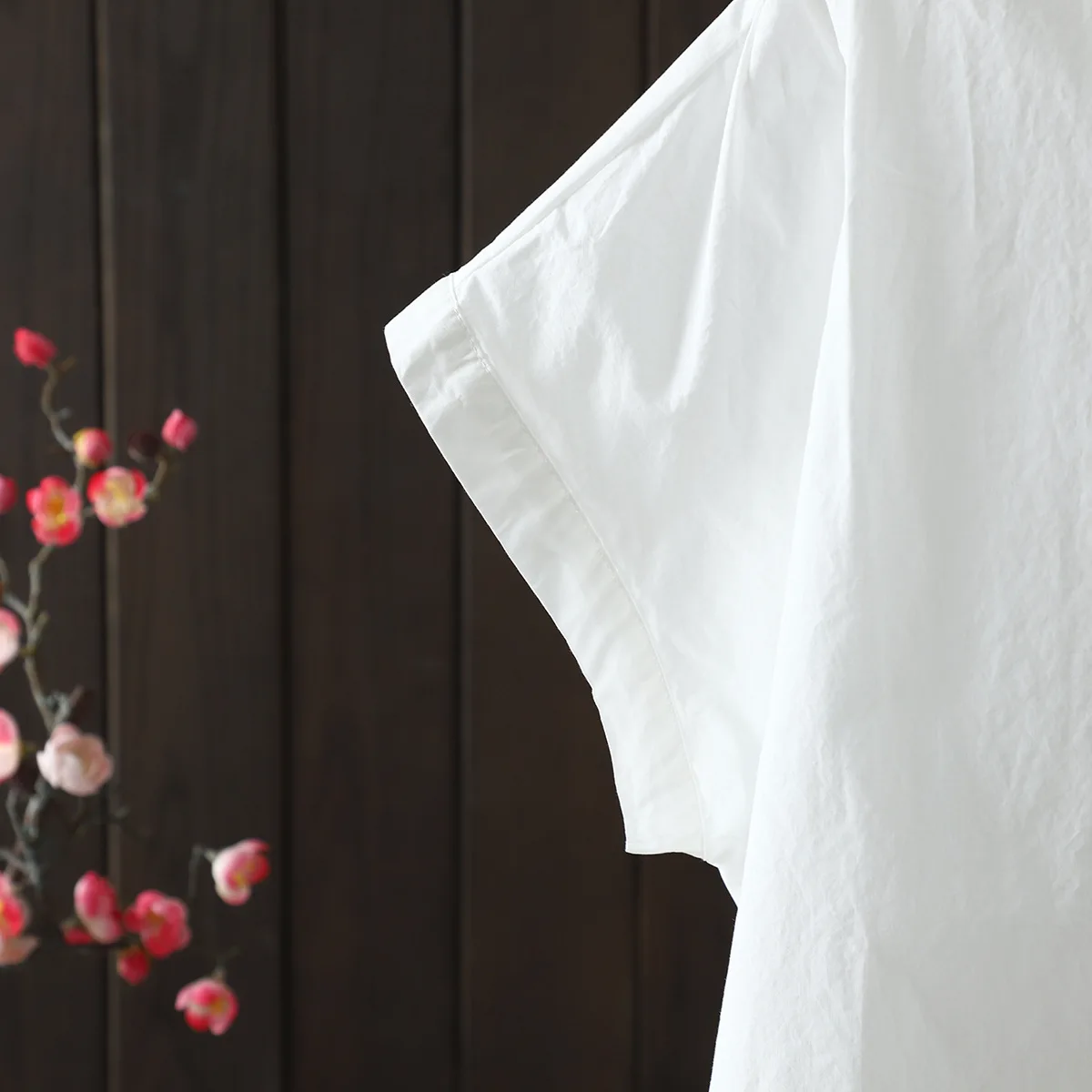 Nueva camisa de manga corta de algodón de verano 2025, lazo con cuello vuelto para mujer, blusa holgada informal sencilla y dulce para chica Mori T54620CC