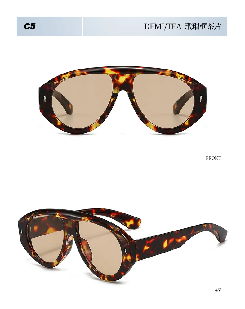 Vintage Übergroße Einteilige Sonnenbrille für Damen Neue Mode Nietenverzierte Ovale Sonnenbrille für Herren Schicke Outdoor Hip-Hop-Brillen – Detail 13