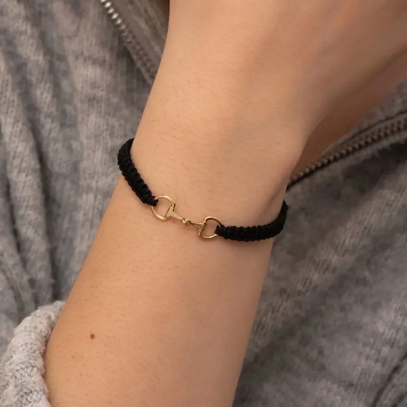 

Neutral Bracelet Snaffle Bit Bracelet Dainty Horsebit Macrame Slider Horse Lover Equestrian Jewelry For Women Men Birthday Gift