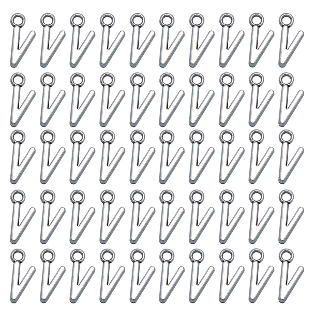 

50 Pcs Single Letter Charms Jewelry Vintage Small Silver Pendant Making Miniature Metal