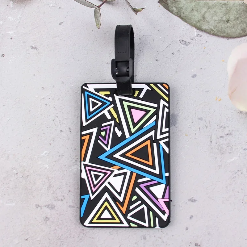 New Geometric PVC Luggage Tag Boarding Pass Luggage Tags Suitcase Address Label Travel Accessories