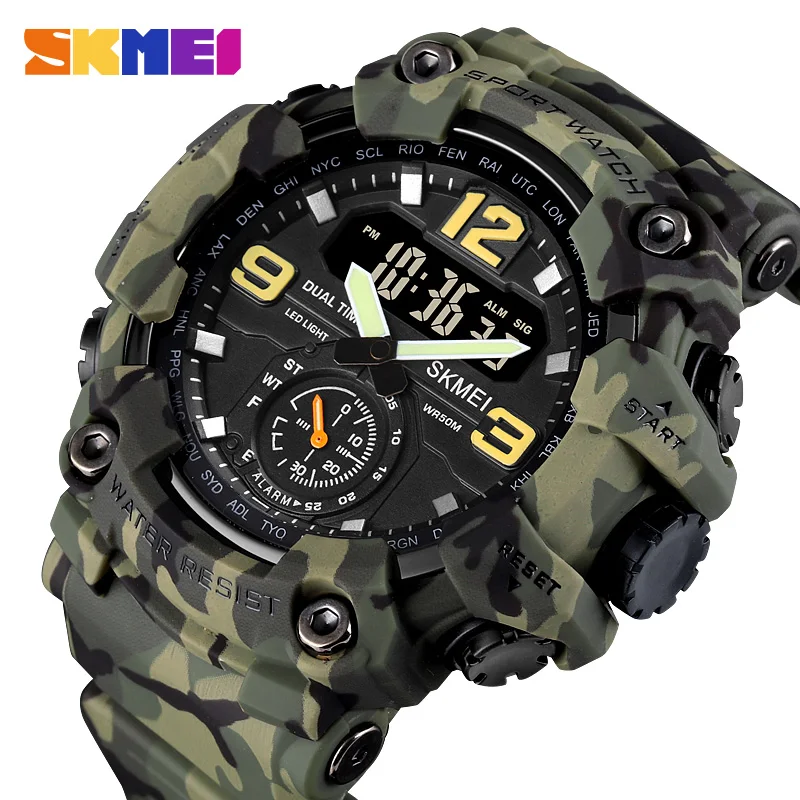 Skmei criativo à prova dwaterproof água relógios eletrônicos 3 tempos contagem regressiva digital esportes relógio de pulso para homens moda despertador relógio