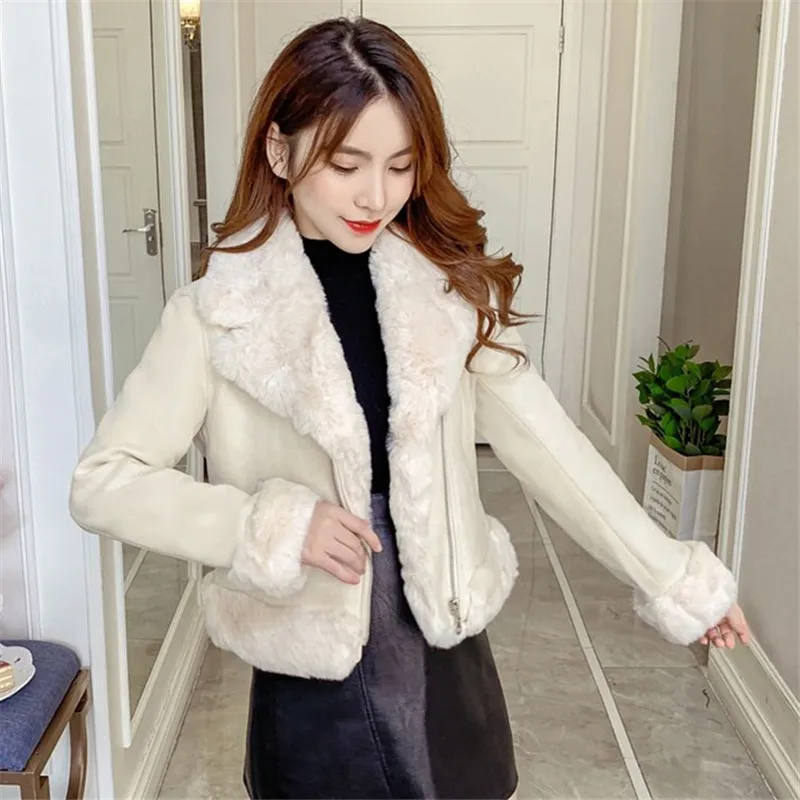 Suede Jacket Women Autumn and Winter Wild Korean Version of The Slim-Fit Cotton-Padded Jackets Female Clothes Warm Short Outwear