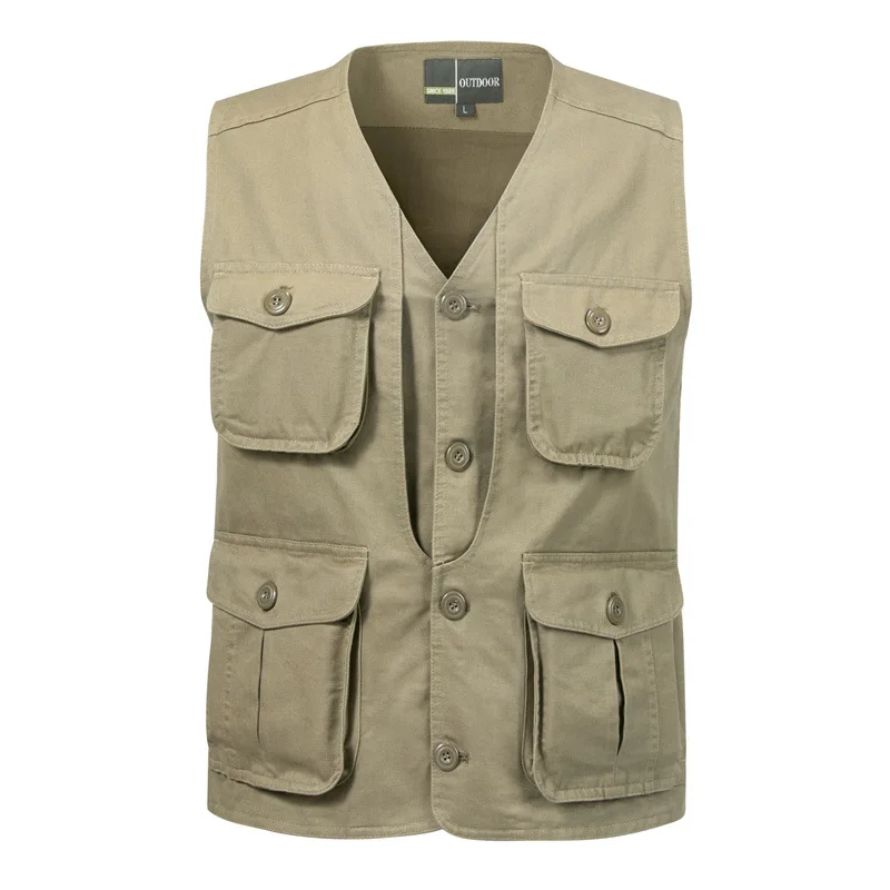 

2026 Мужской новый осенний повседневный жилет с несколькими карманами для рыбалки на открытом воздухе