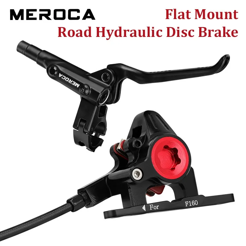 

MEROCA Flat mount brake 2 piston Road bike hydraulic brakes For 160mm brake disc split internal cable 2-piston hydraulic brake