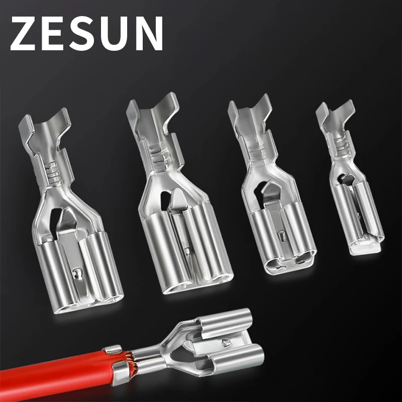 100/200pcs Locking plug spring terminal block 4.8/6.3Snap on self-locking insertion and extraction of cold pressed terminals