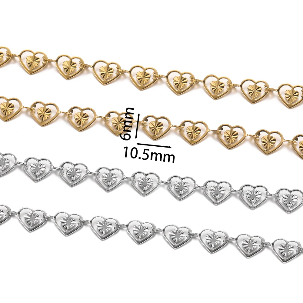 1meter Stainless Steel Double Peach Heart Chains for Jewelry Making DIY Women Men Necklace Bracelet Bulk Chain Accessories view 3