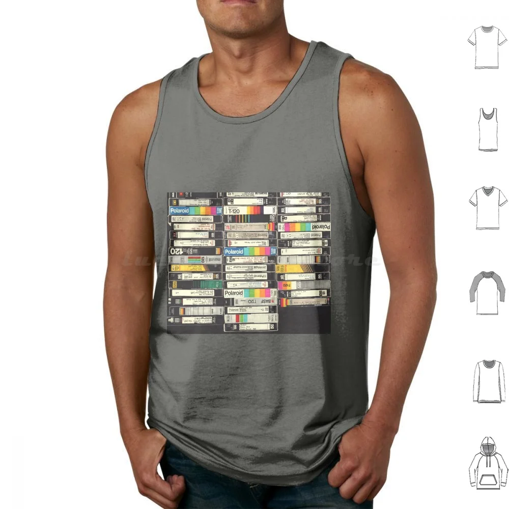 Vhs Tank Tops Print Cotton Vhs Permanent Marker Pop Culture Vintage Retro Movies Pattern Wallpaper 80s Eighties Sharpie