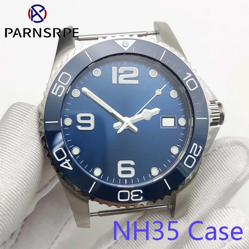

41mm Diver Case 316L Stainless steel case watch accessories for NH35 movement with ceramic bezel luminous sterile dials