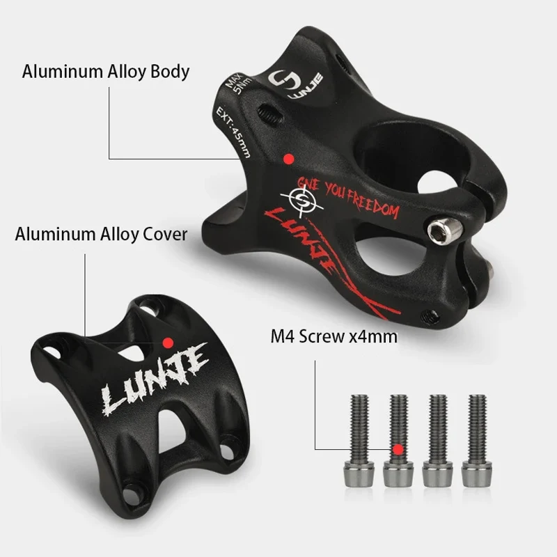 45mm Aluminum Alloy MTB Stem CNC Ultra Light Hollow Mountain Bike Short Handlebar Stem
