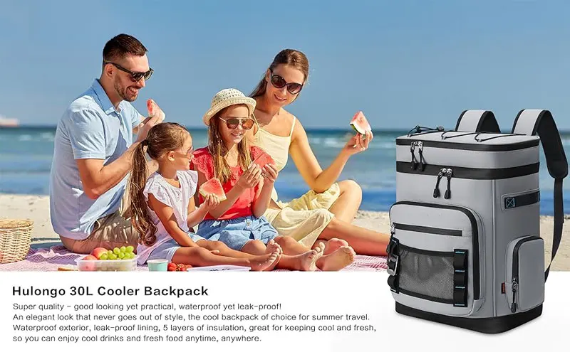 30L Wasserdichter Isolierter Kühler-Rucksack für Männer und Frauen Auslaufsicherer Kühler-Rucksack für Camping Strand Angeln Picknick Reisetasche – Detail 2