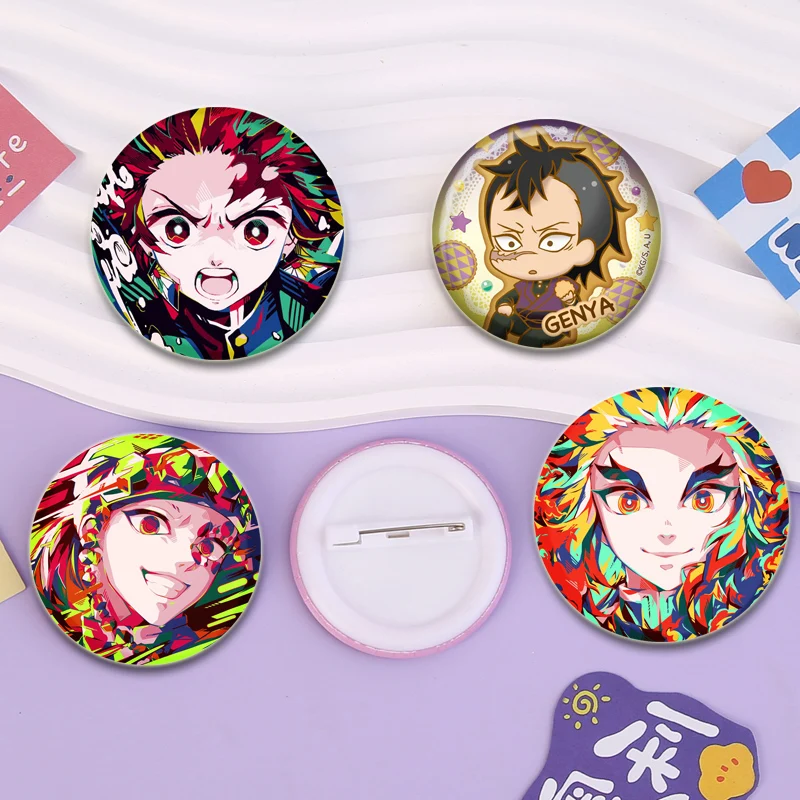 Agatsuma Zenitsu Kanroji Mitsuri Demon Anime Brooch Kochou Shinobu Tsuyuri Kanao Kamado Tanjirou Kamado Nezuko Badge Cartoon Pin