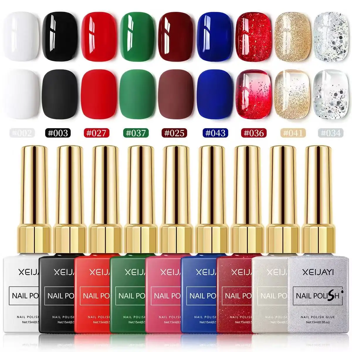 Zestaw lakierów do paznokci żelowych 6 sztuk, jesienne połyskujące wykończenie, półtrwałe brokatowe cekiny, zestaw do zmywania, lakier UV do manicure.