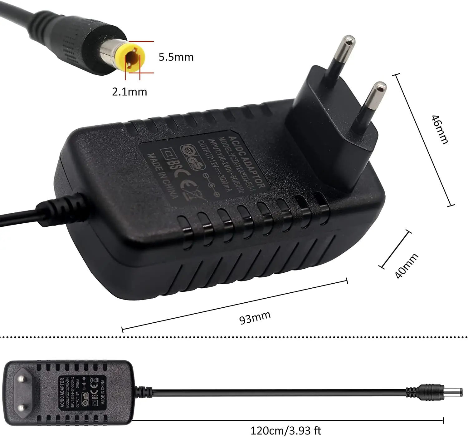 PAUTIX-Adaptador de alimentação para câmera CCTV, fonte de alimentação, carregador transformador, LED Strip Driver, UE, EUA, Reino Unido, AC 220V a 12V, 3A, 4A, 6A