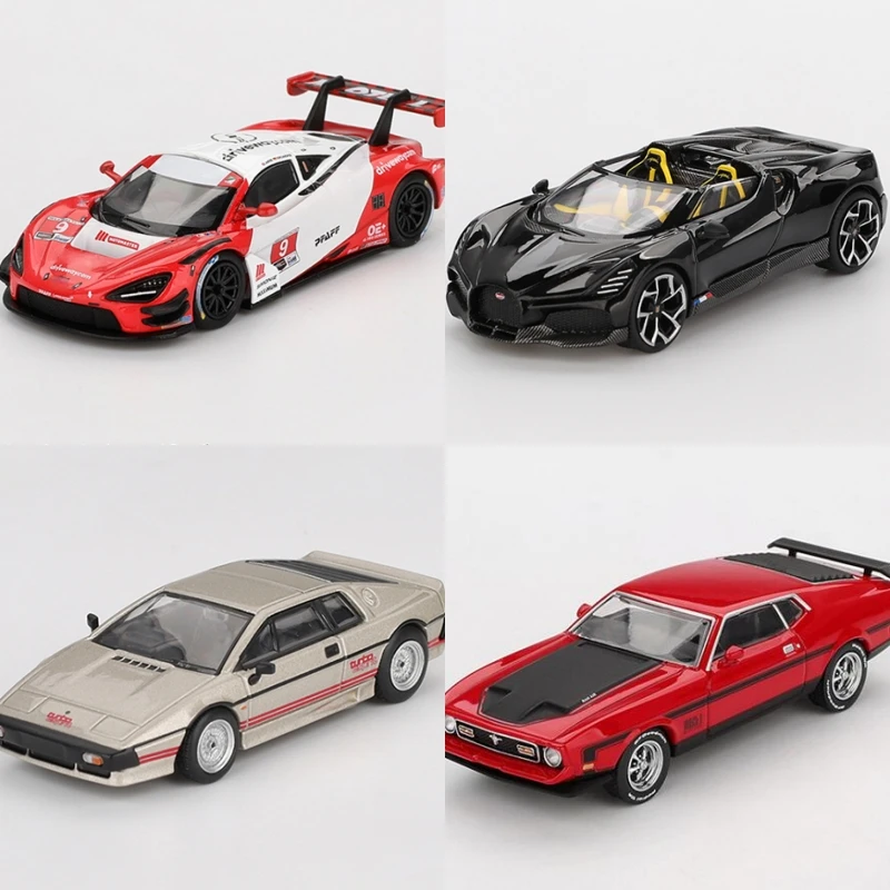 Mini gt 1:64 720s gt3 evo pfaff motorsports 2024 imsa w16 mistral preto esprit turbo mustang mach1 1971 modelo de carro fundido