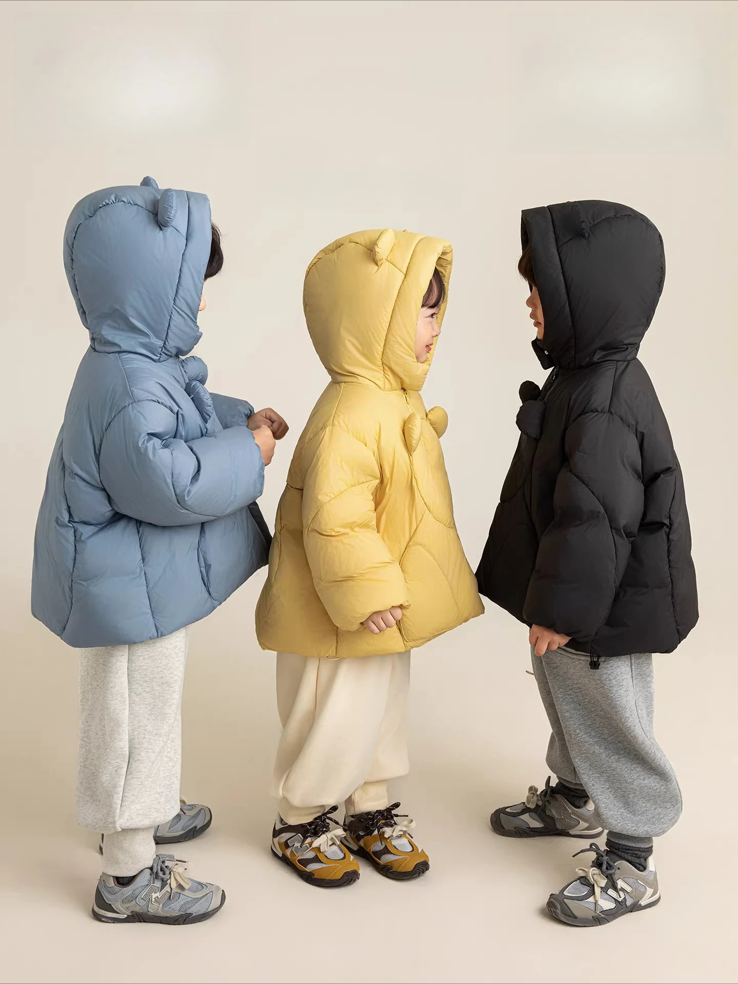 Boys Winter Down Coat 2026 3D Bear White Duck Windproof Thermal Hooded New Year Gift 1-7 Years