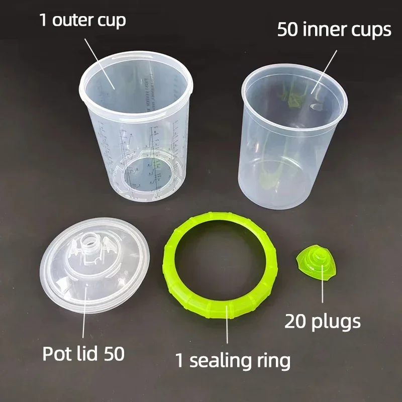 50 Sets Of 800 Ml Spray Gun Pot Disposable  Wash Pot Car Paint Spray Gun Universal Paint Cup Upper Can  For SATA DEVILIBSS IWATA