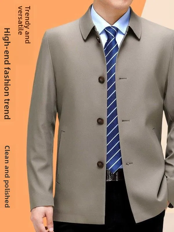 

Men's Mid-Length Casual Tailored Jacket Luxury Spring Turn-down Collar Business Versatile Slim-fit -color Outerwear