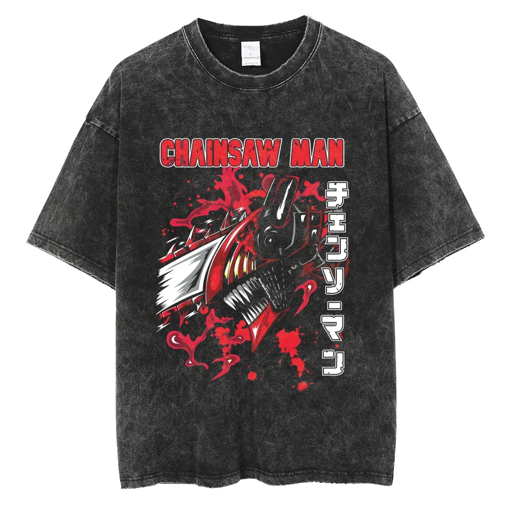 

Fashion Vintage Anime Graphic Print Oversize T-Shirt Hip Hop Men Washed Tshirt Summer Streetwear Harajuku Cotton Tee