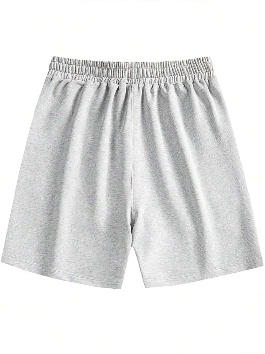 

Heather Gray Unisex Knit Bermuda Shorts Loose Fit For Casual, Sport, Running And Daily Wear In Spring Summer