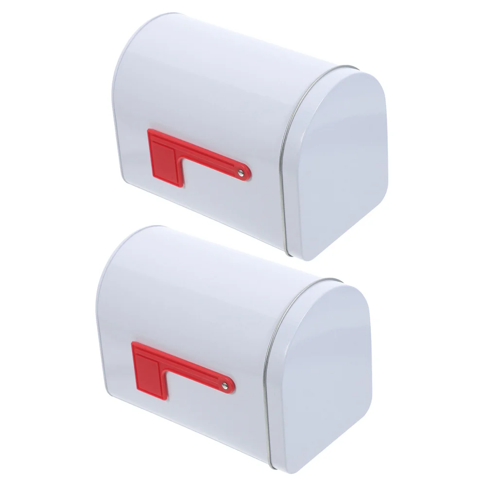 

2Pcs Retro Tinplate Mailbox Vintage Metal Storage Box for Letters Small Gifts Household Decor Playhouse Mailbox