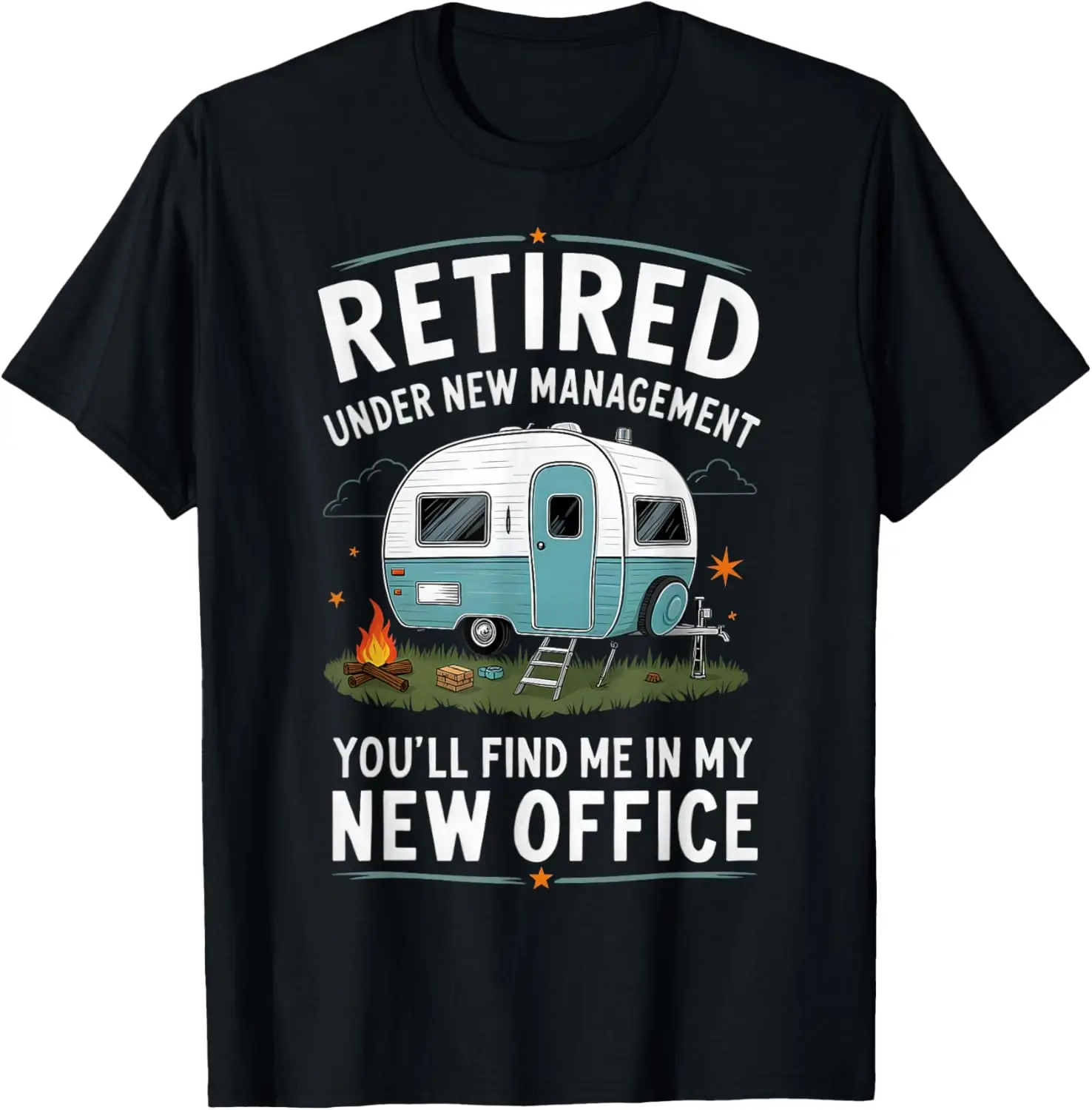 Retirement Retired Funny Camper Camp Camping T-Shirt 100% Cotton Trendy Y2K Short-Sleeve Tee-Soft, Quick-Drying,