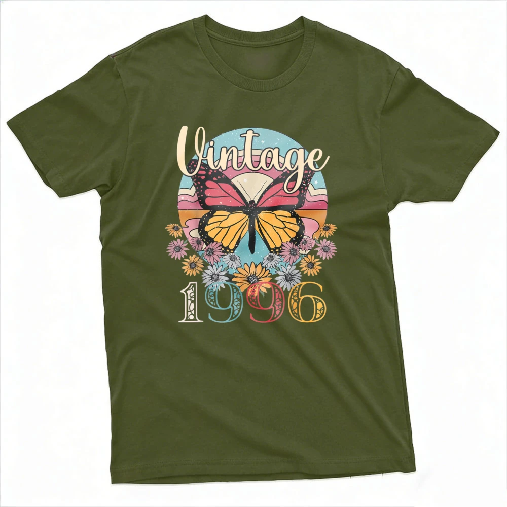 Vintage 1996 Butterfly Floral Design Summer Casual Fashion Men Women TShirt Cotton 30th Birthday Gift Tops Gift Birthday Present